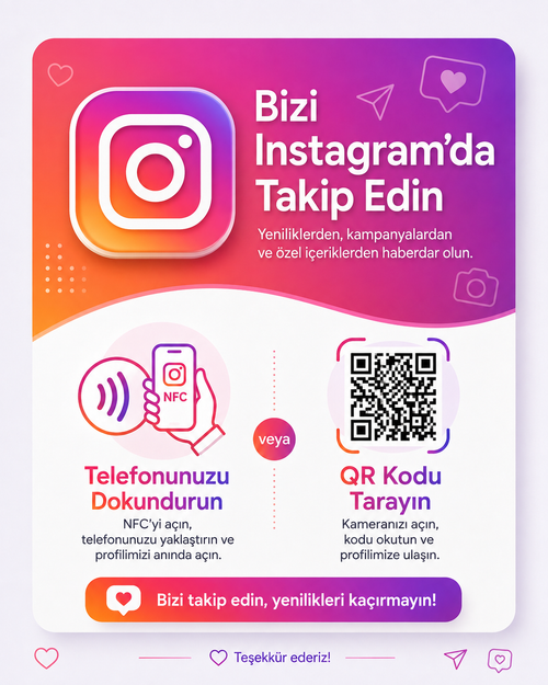Dinamik QR + NFC Instagram Takip Kartı